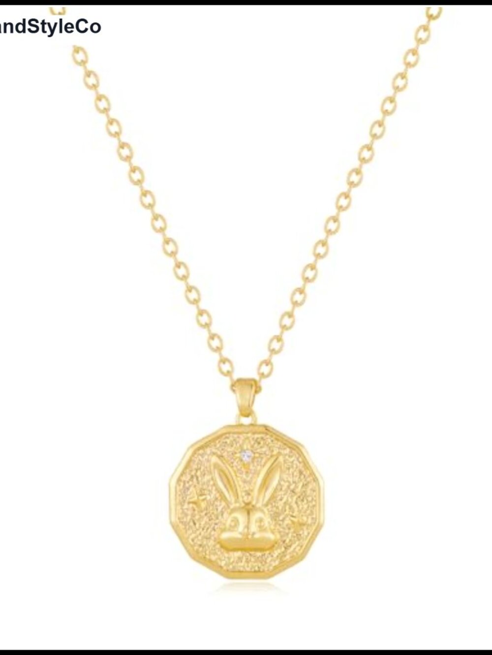 18K Gold Plated Rabbit Coin Necklace Adjustable Chain Pendant